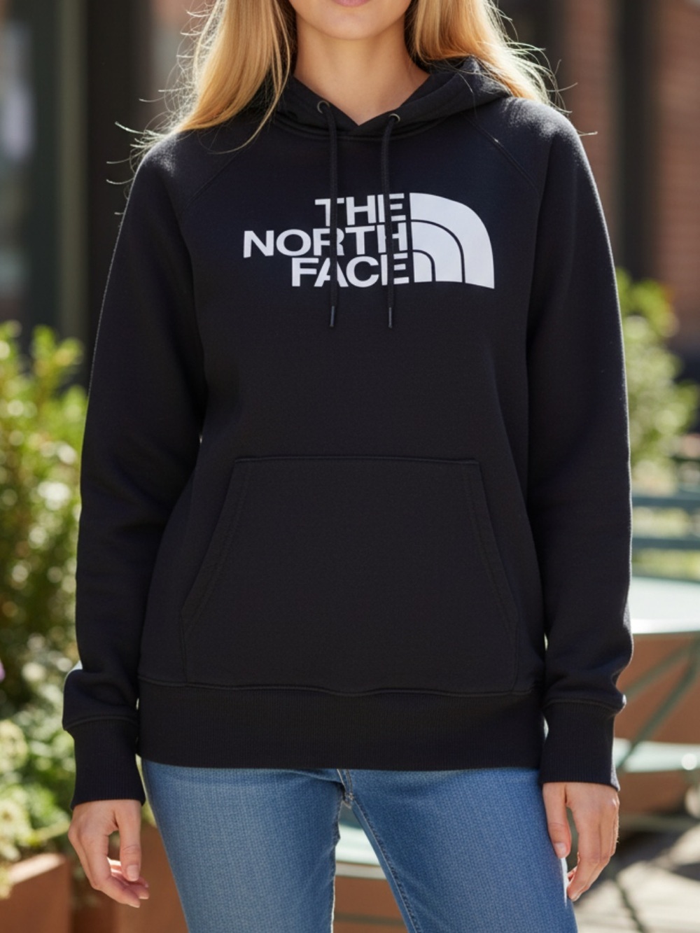 The North Face Black Hoodie with White Logo